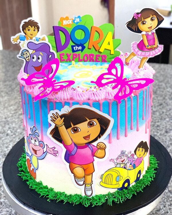Dora the Explorer 17 Piece Birthday Cake Topper Set Featuring Figures 1/2